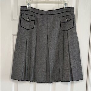 Worth Gray Pleated Skirt with Black Trim
